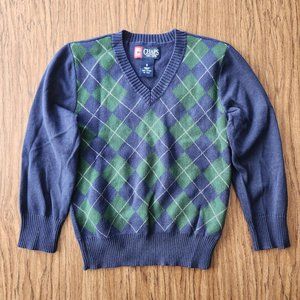 Size 5 Chaps Christmas Sweater Boy's Holiday Top argyle sweater 100% COTTON New